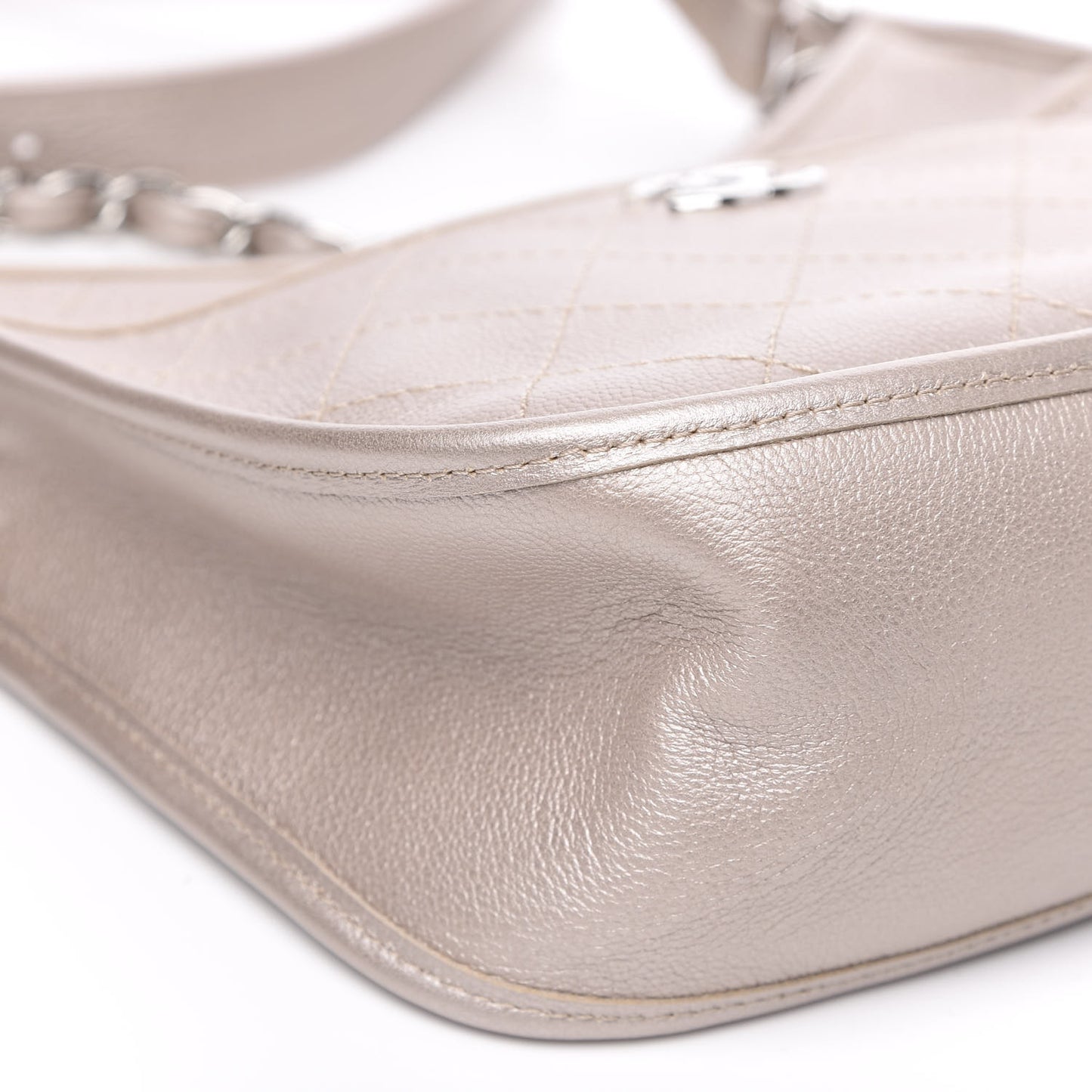 Metallic Calfskin Quilted Jungle Stroll Hobo Gold