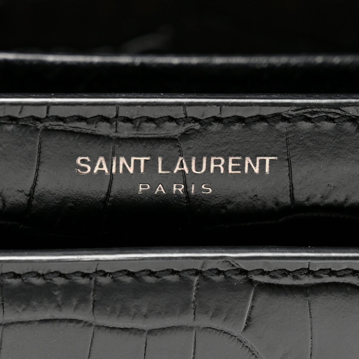 Calfskin Crocodile Embossed Medium Monochrome Monogram Sunset Black