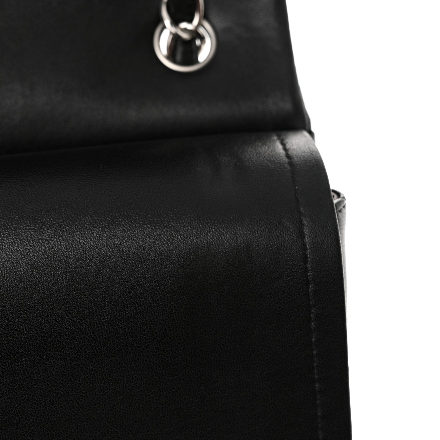 Lambskin Quilted Jumbo Double Flap Black