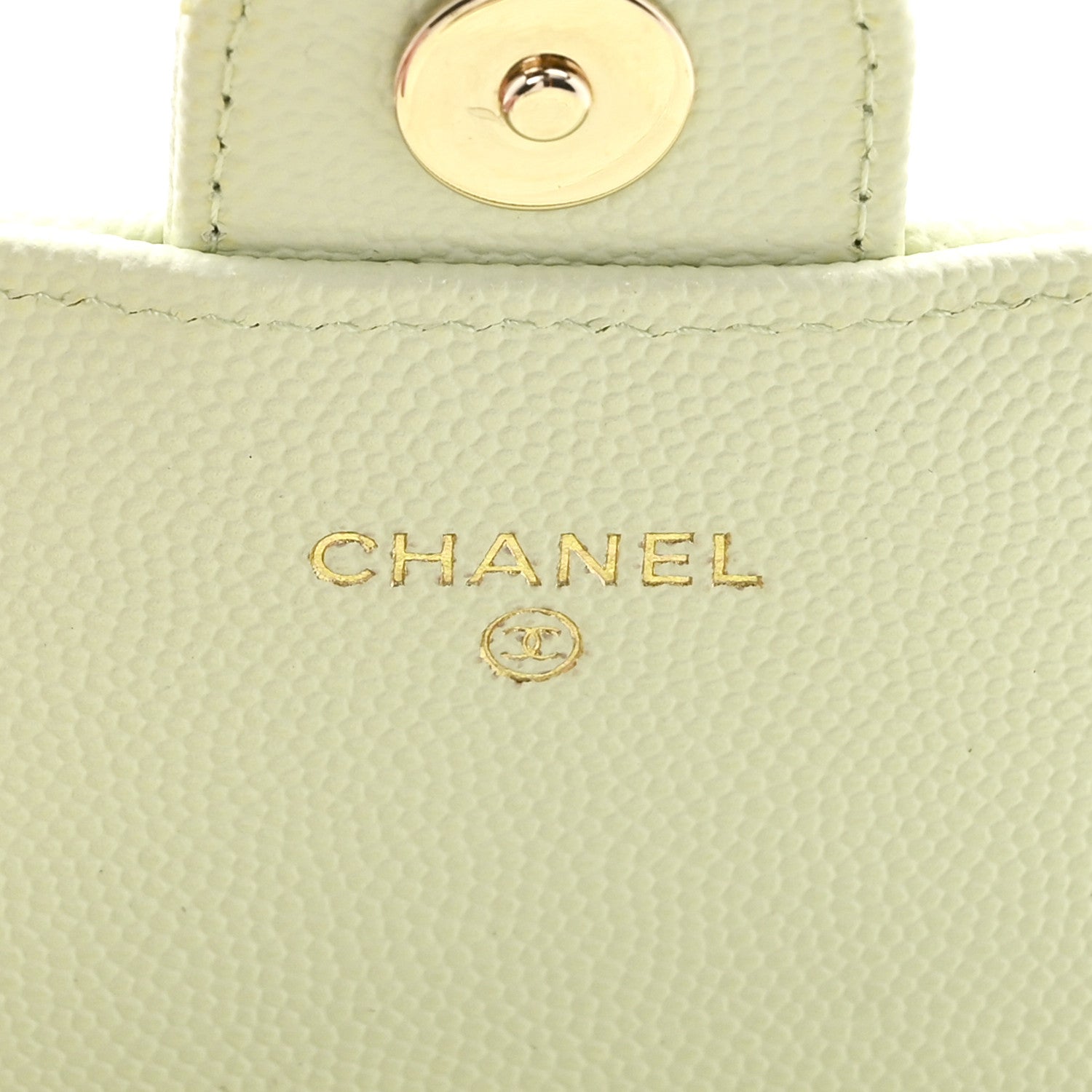 Chanel Caviar Quilted Phone Holder Wallet on Removable Chain Light Green 7 of 12