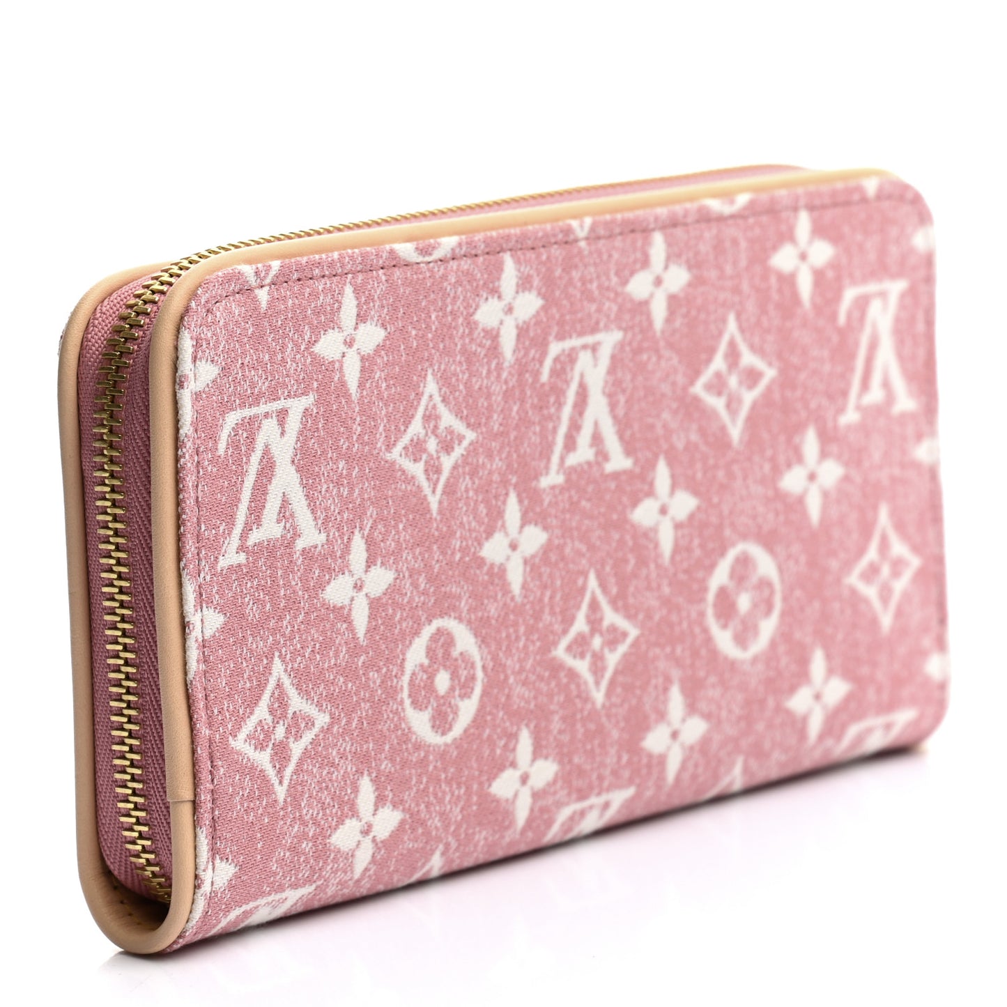 Denim Monogram Jacquard Zippy Wallet Pink