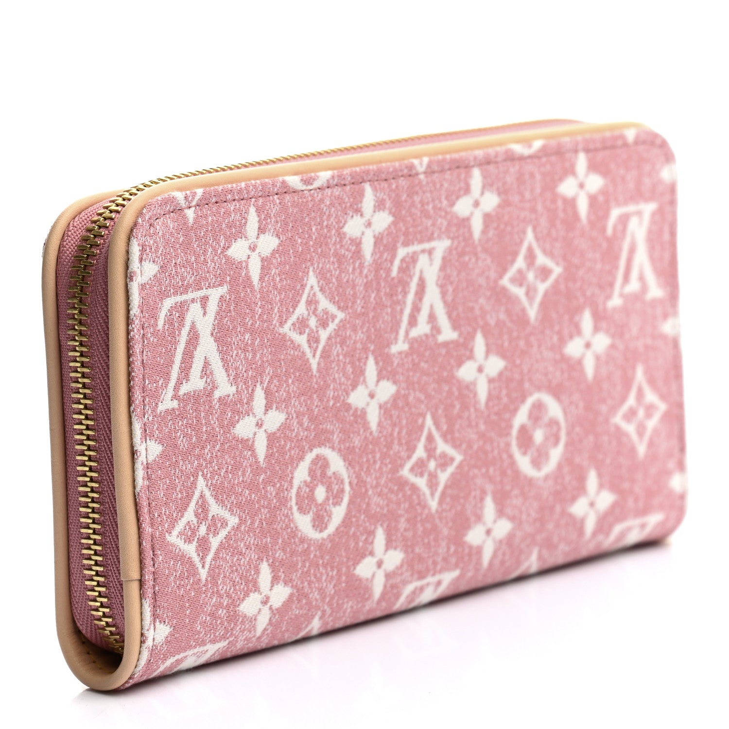 Louis Vuitton Denim Monogram Jacquard Zippy Wallet Pink 3 of 6