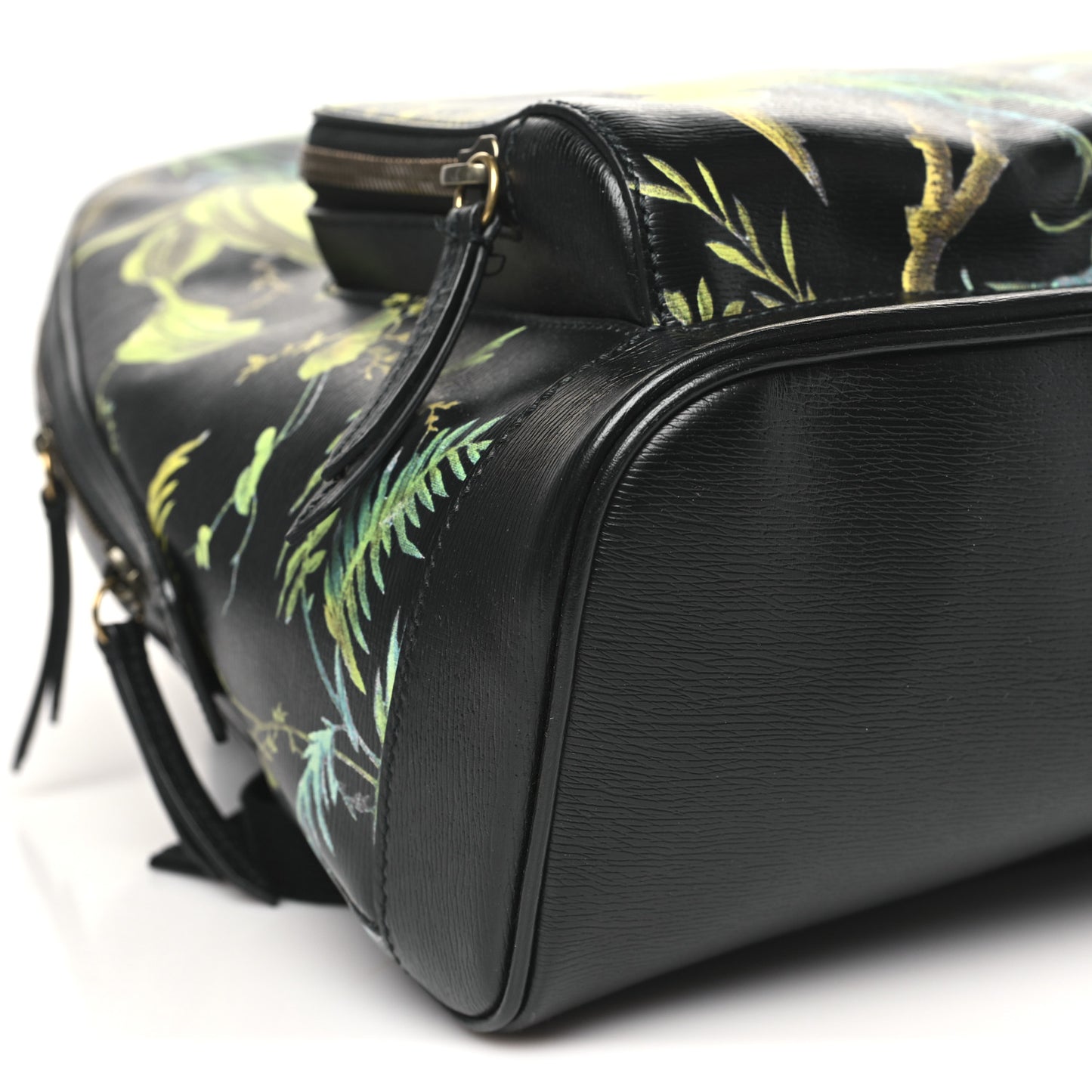 Calfskin Tropical Print Medium Day Backpack Black Multi