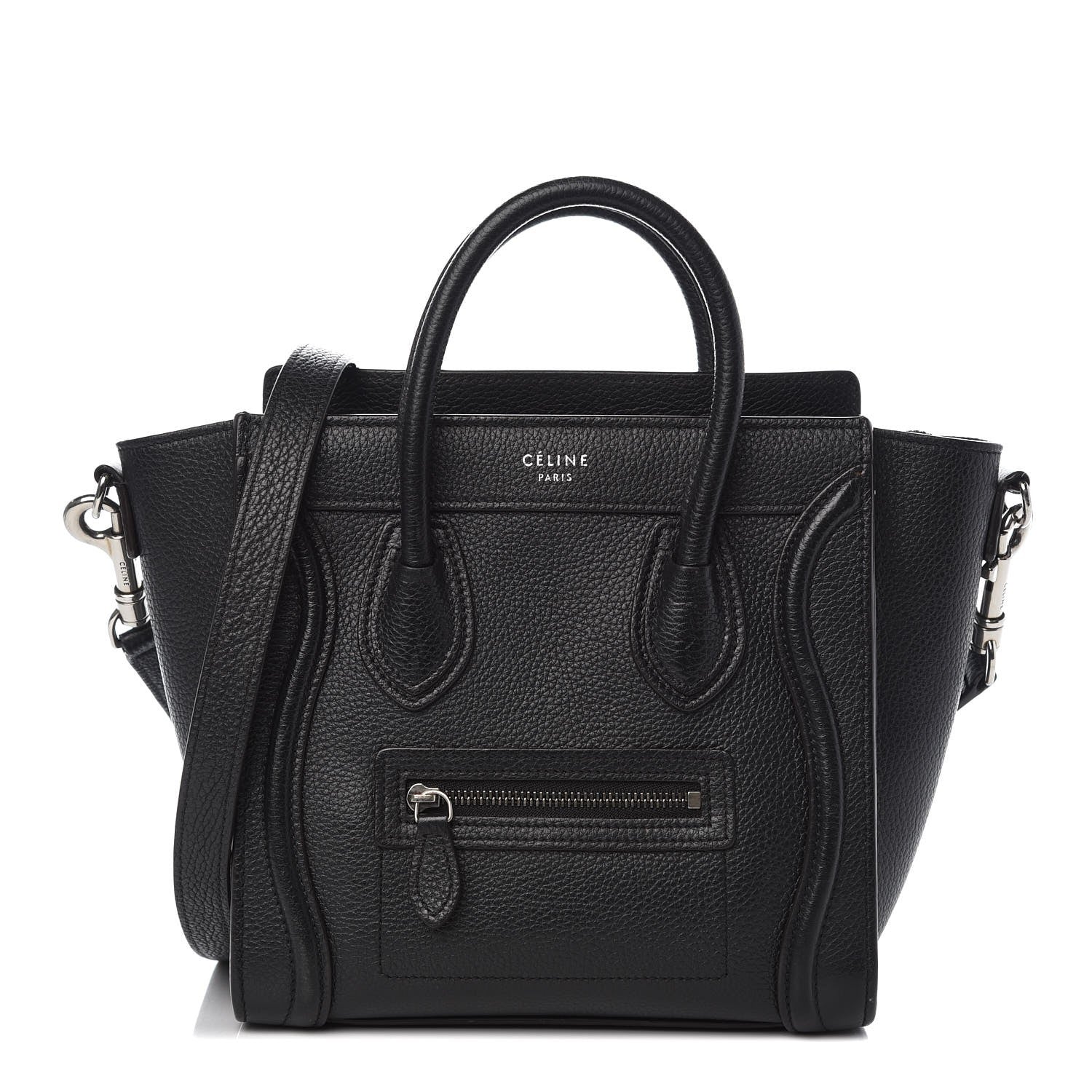 Celine Drummed Calfskin Nano Luggage Black 1 of 11