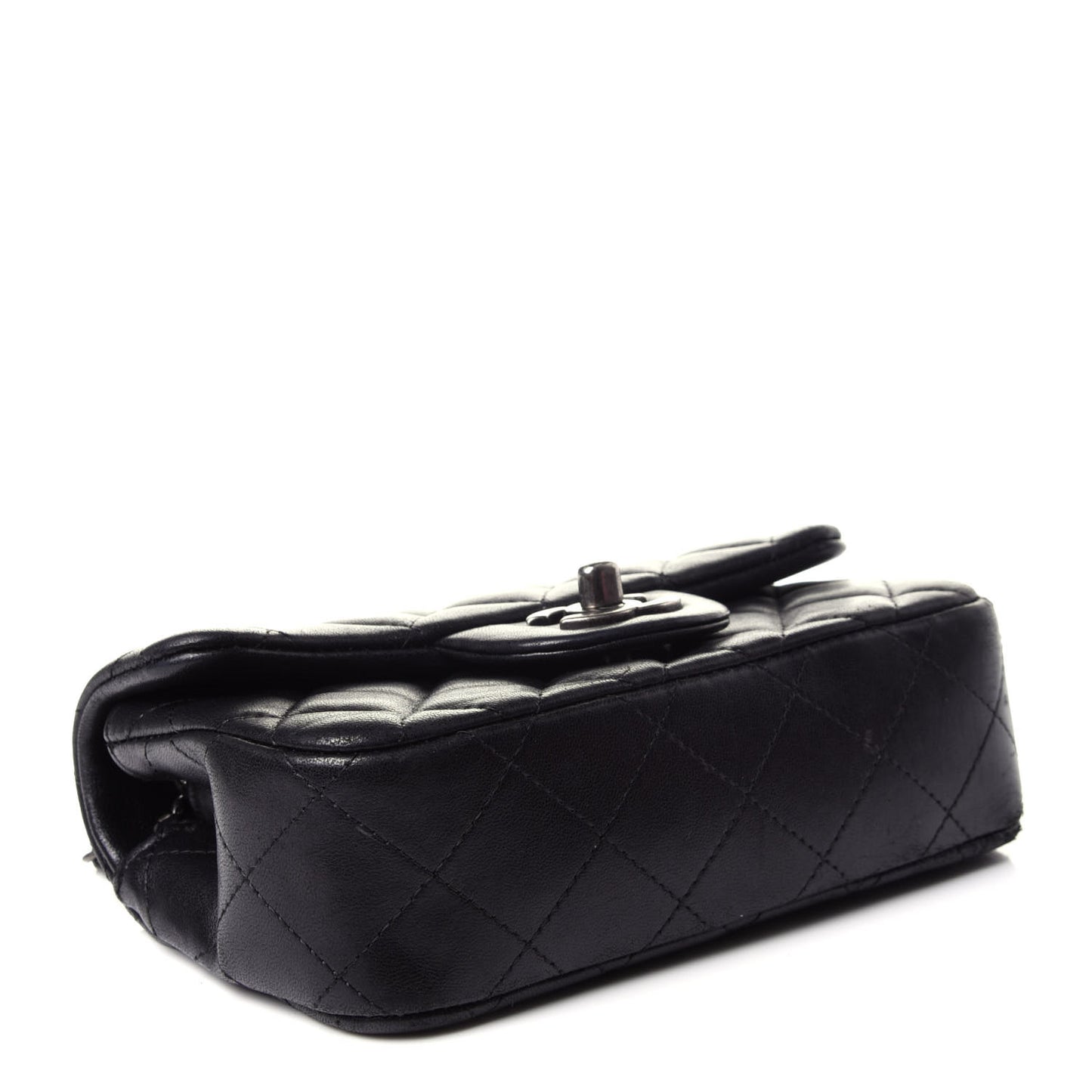 Lambskin Quilted Extra Mini Rectangular Flap Black