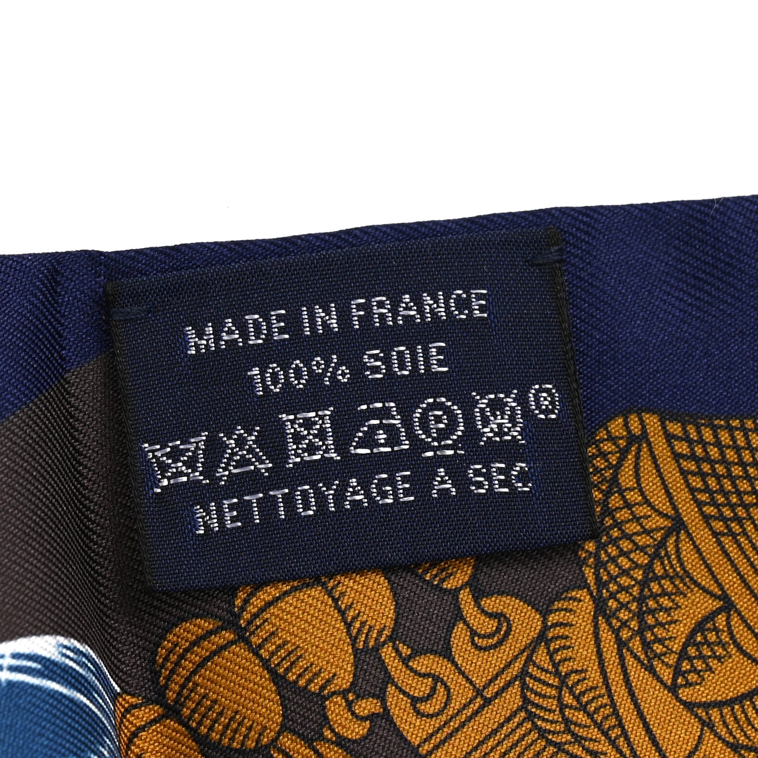 Hermes Silk Maxi Della Cavalleria Twilly Indigo Gold Marron 3 of 7