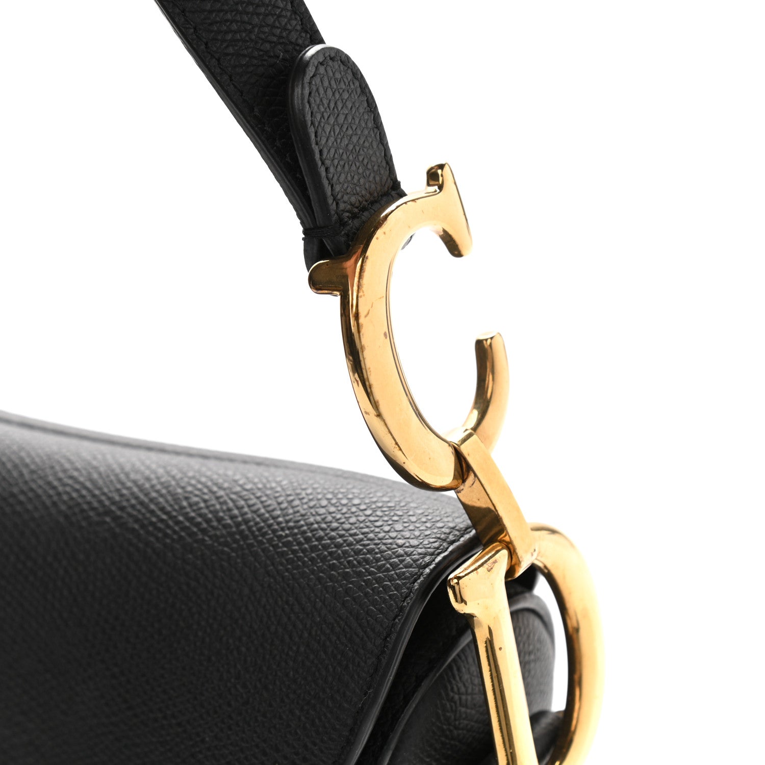 Christian Dior Grained Calfskin Saddle Bag Black 10 of 13