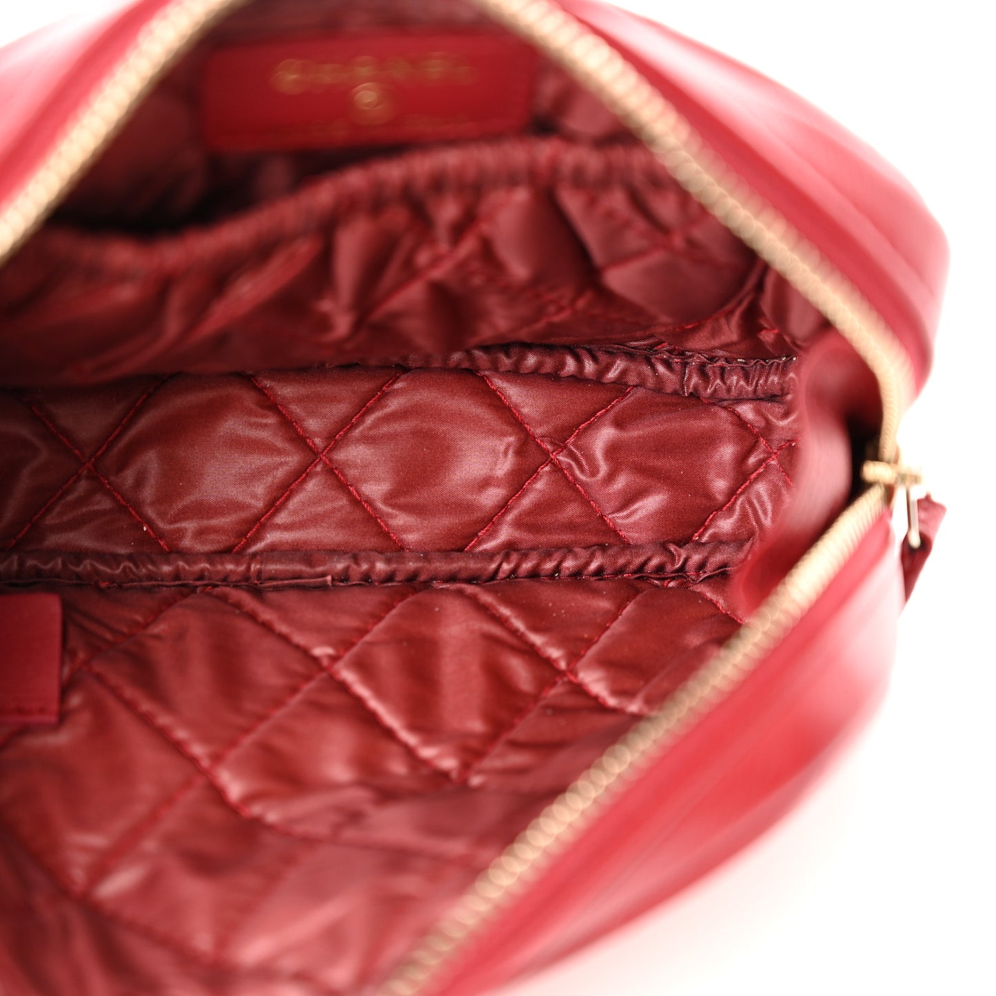 Caviar Quilted Small Curvy Pouch Cosmetic Case Red