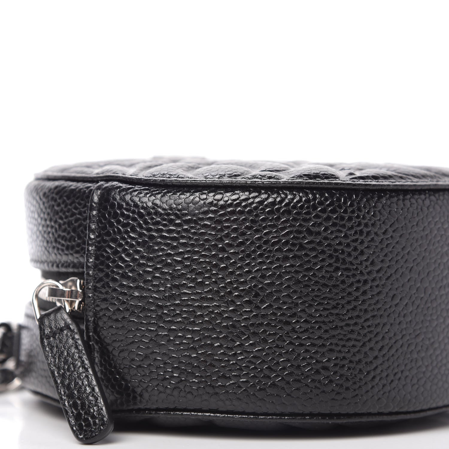 Chanel Caviar Camellia Embossed Round Clutch With Chain Black 6 of 10