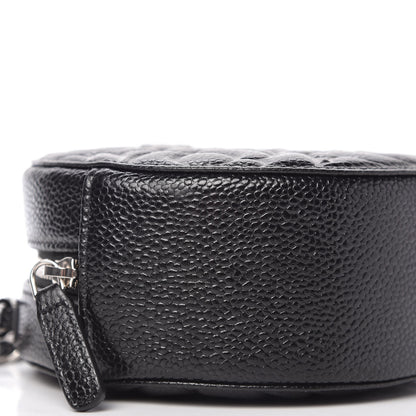 Chanel Caviar Camellia Embossed Round Clutch With Chain Black 6 of 10