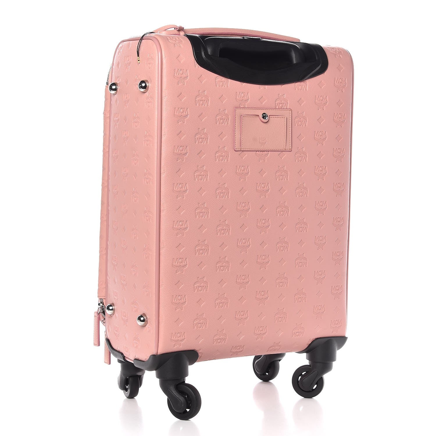 MCM Calfskin Ottomar Monogram Trolley Wheeled Suitcase Pink Blush 3 of 7