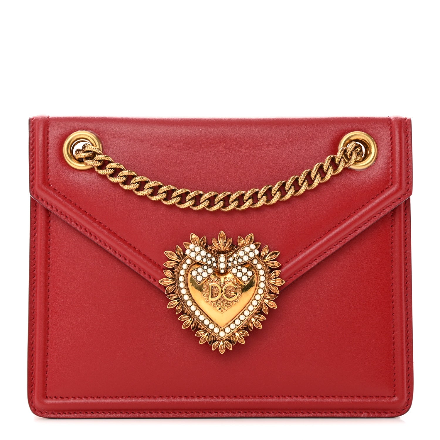 Dolce & Gabbana Smooth Calfskin Medium Devotion Crossbody Bag Poppy Red 1 of 15