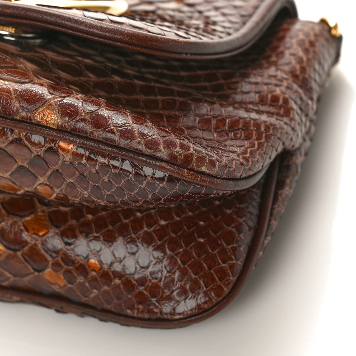 Gucci Snakeskin Small 1973 Chain Shoulder Bag Brown 9 of 10