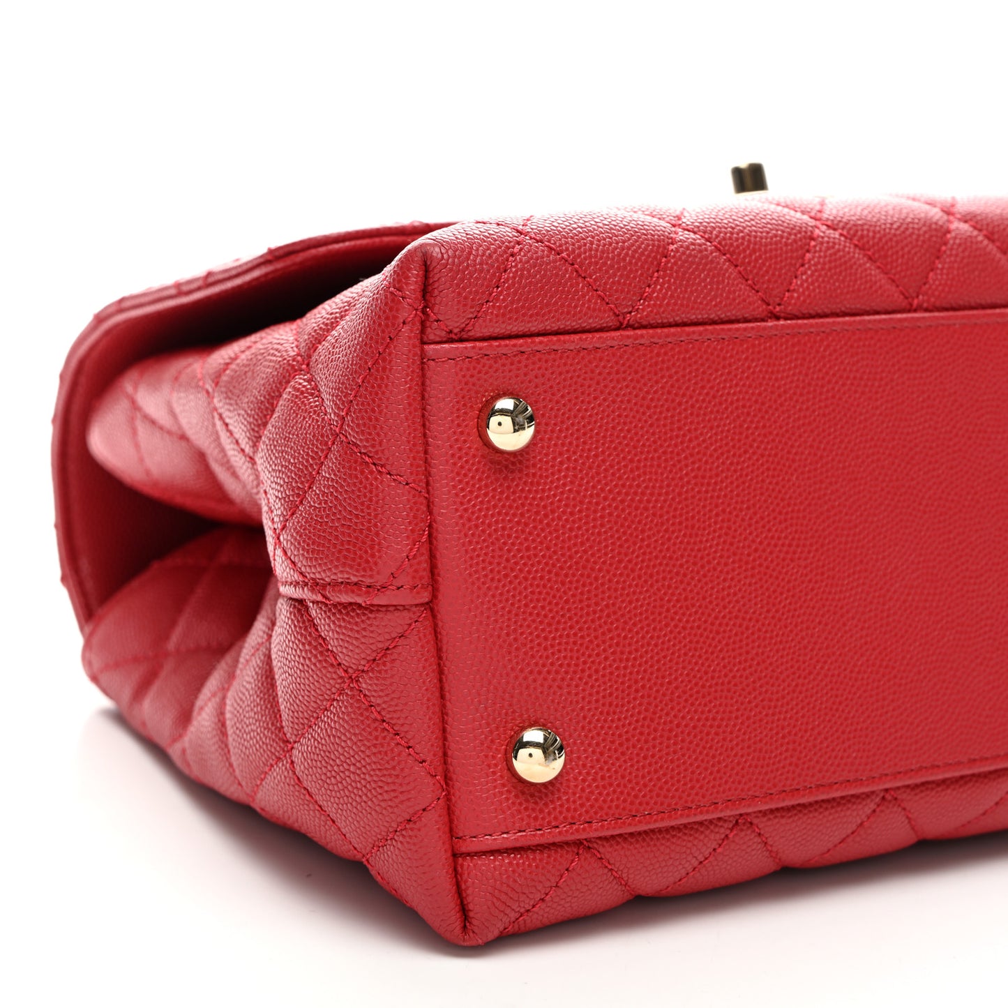 Caviar Lizard Embossed Quilted Small Coco Handle Flap Red