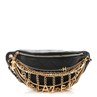 Chanel Lambskin Quilted All About Chains Waist Belt Bag Black 1 of 10