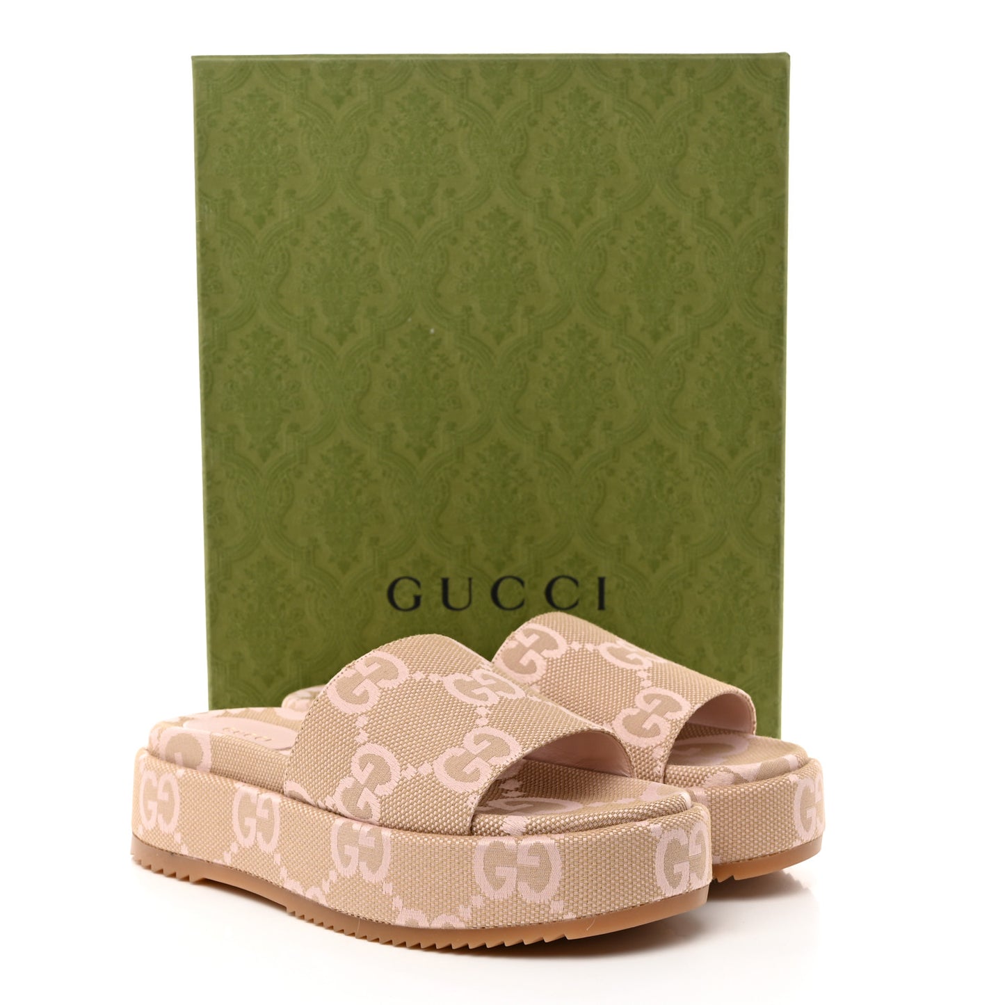 Monogram Jumbo GG Angelina Platform 55mm Slide Sandals 41 Beige Perfect Pink