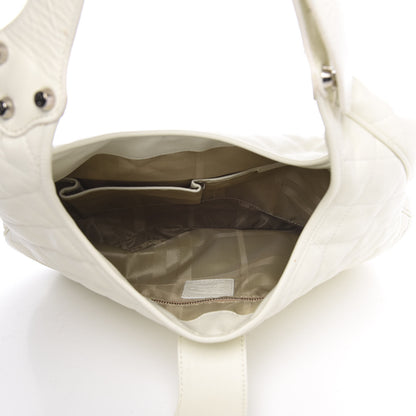 Burberry Calfskin Quilted Brook Hobo White 5 of 14