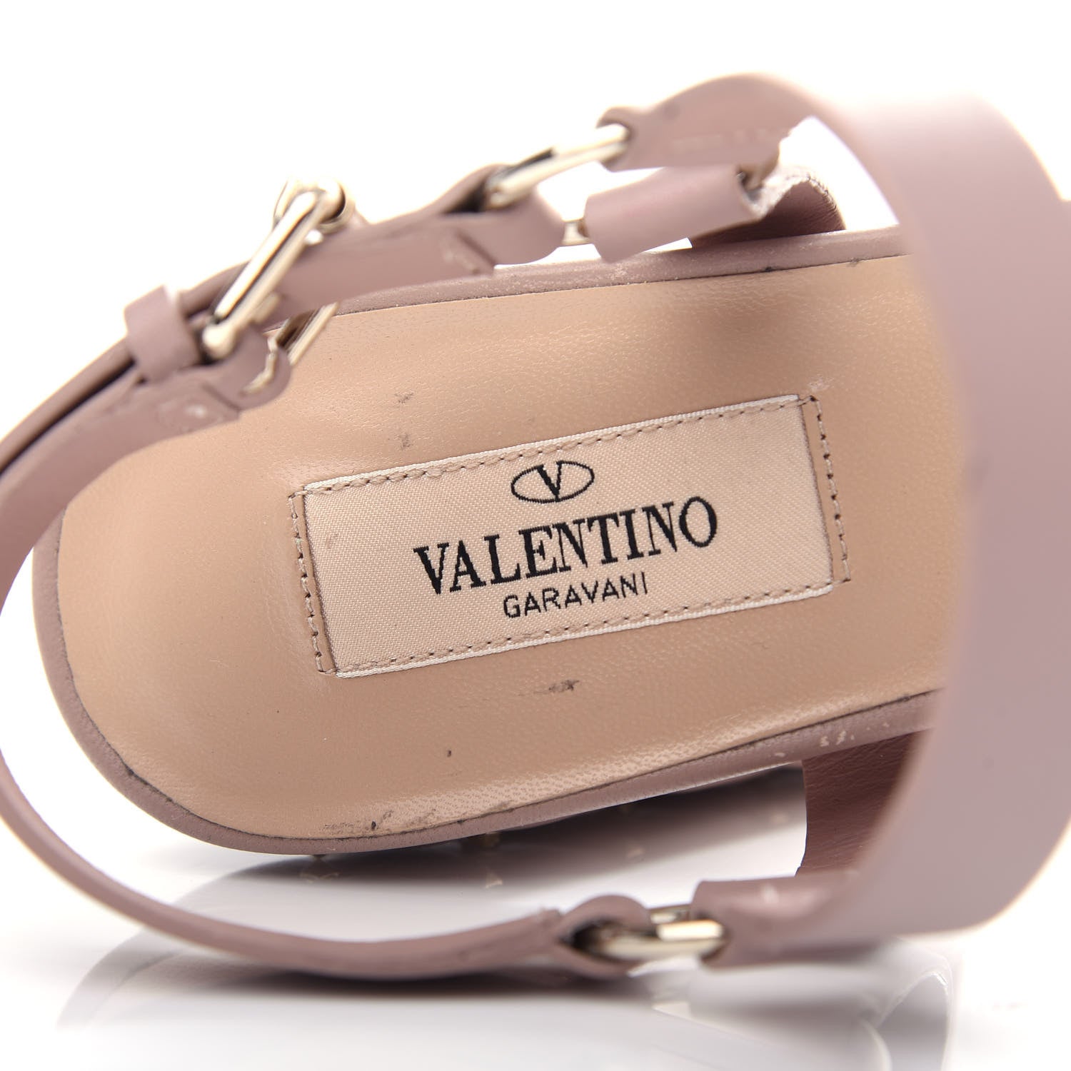 Valentino Garavani Calfskin Nappa Rockstud Spike 90mm Ankle Strap Sandals 40 Poudre 8 of 10