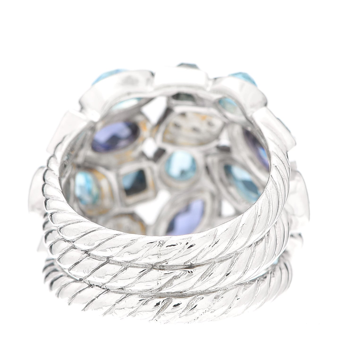 Sterling Silver Diamond Iolite Topaz Confetti Ring 54 6.75