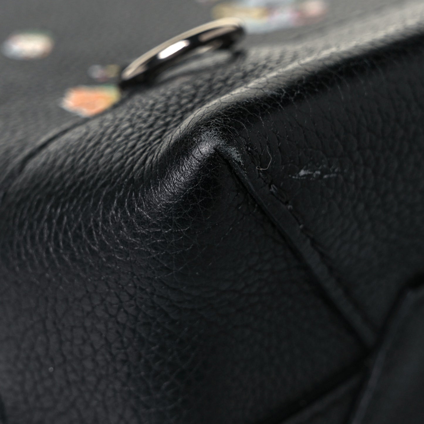 Calfskin Flower Lockme Mini Backpack Black Multicolor