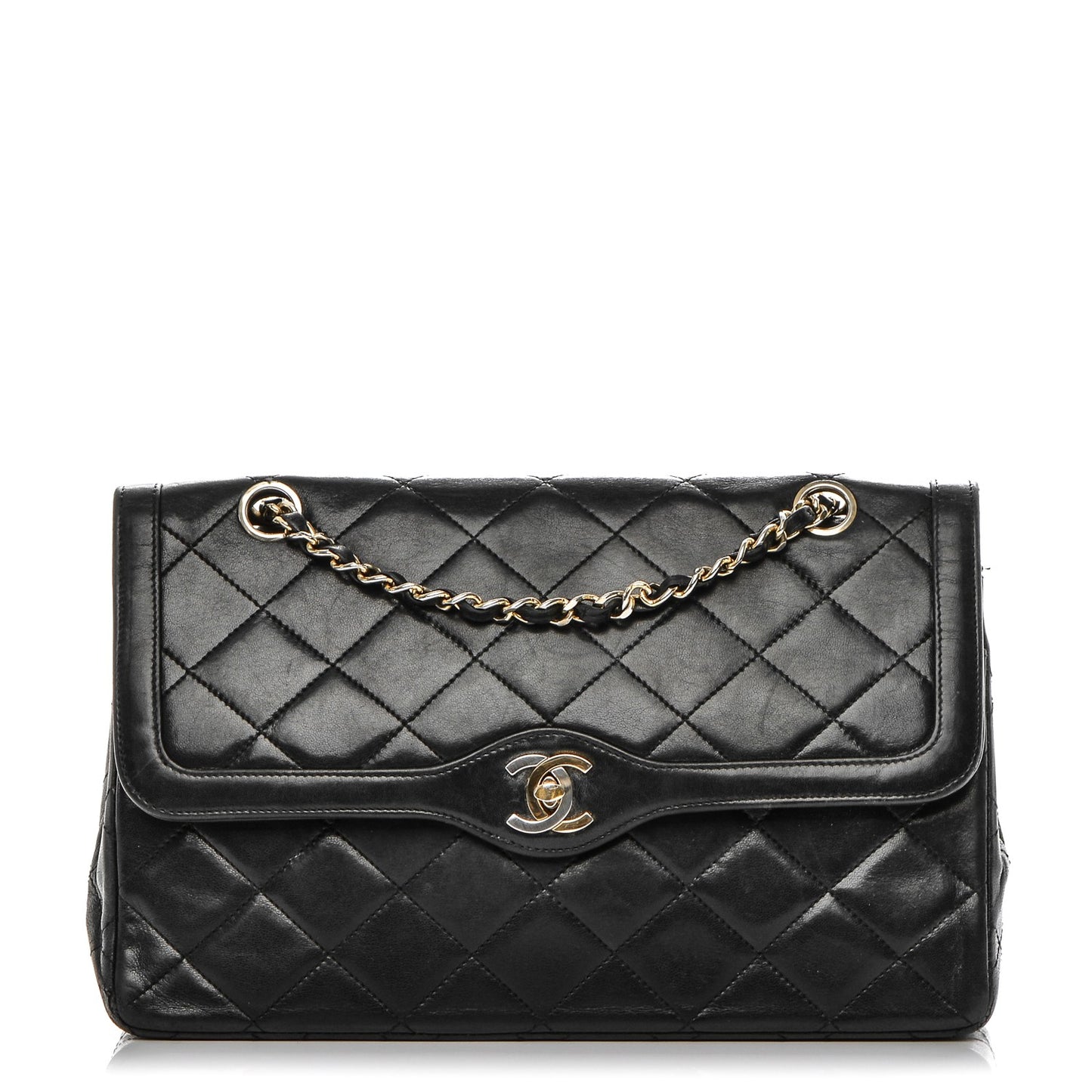 Lambskin Quilted Medium Double Flap Black
