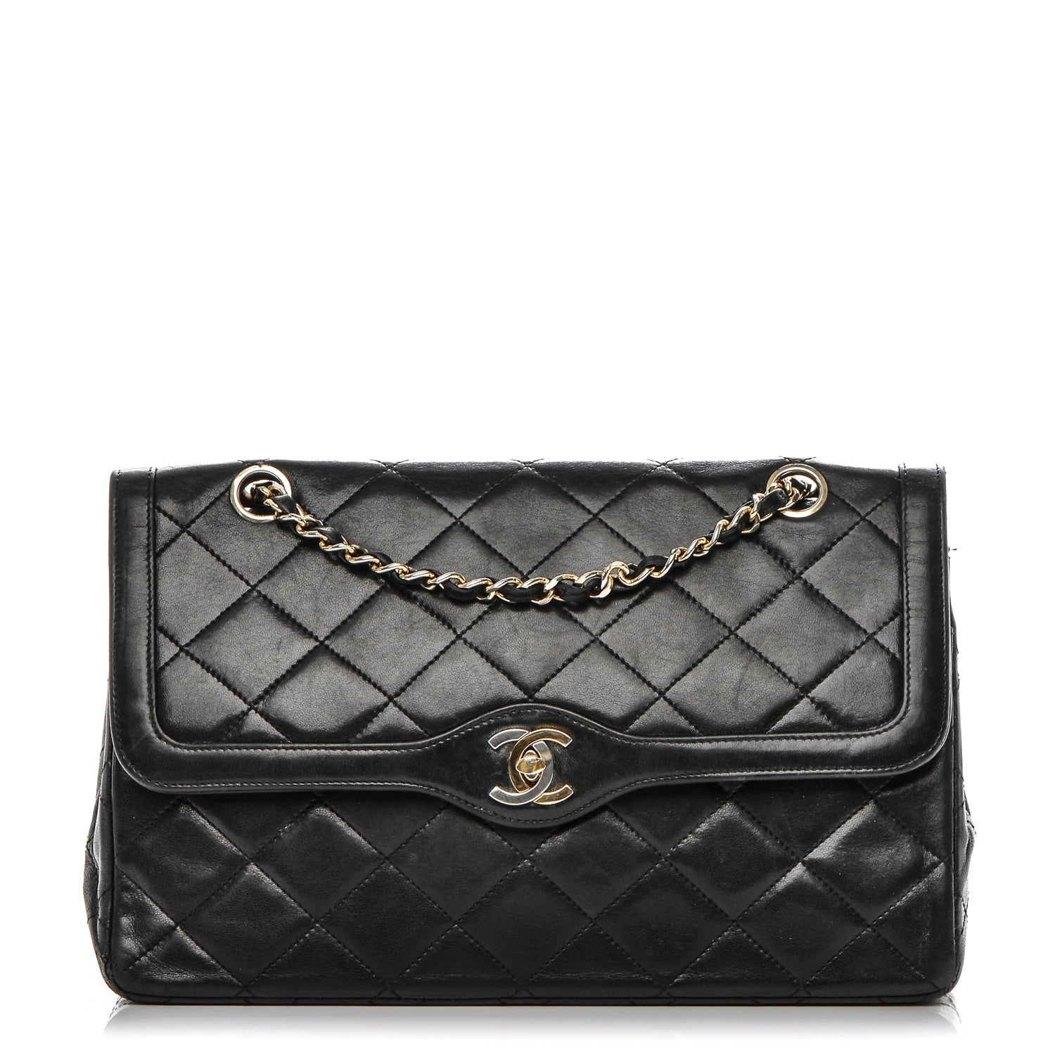 Chanel Lambskin Quilted Medium Double Flap Black 1 of 9