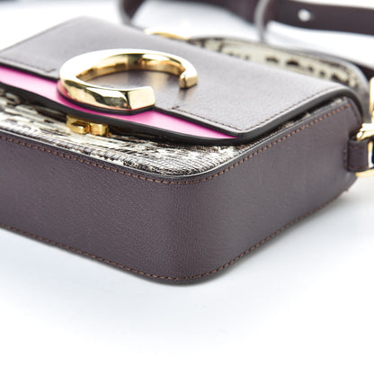Chloe Shiny Goatskin Calfskin Lizard Embossed Mini C Double Carry Black Raisin 8 of 8