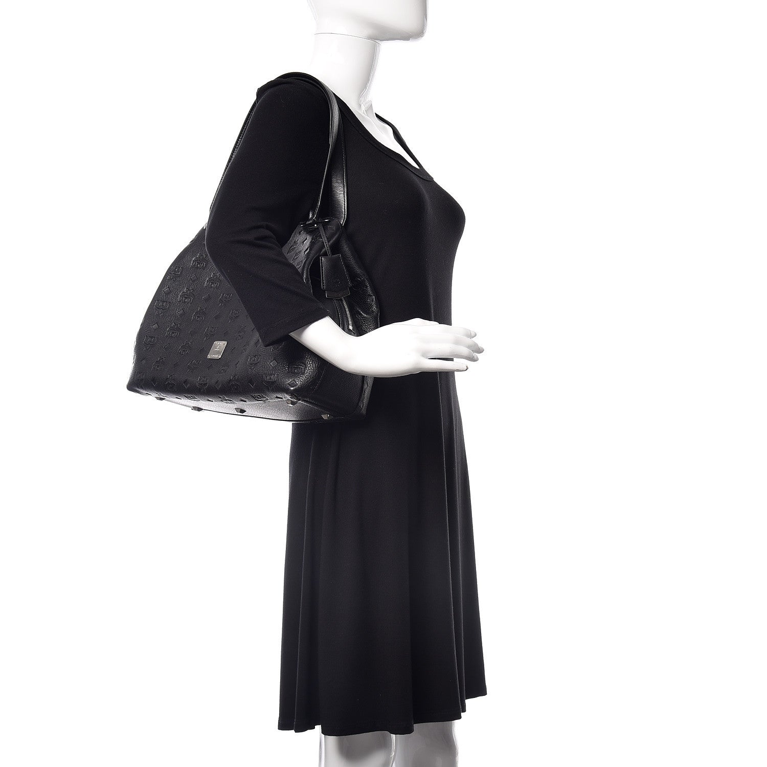 MCM Calfskin Ottomar Monogram Essential Hobo Black 2 of 9