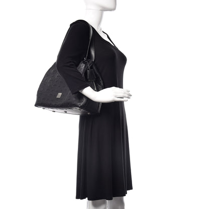 MCM Calfskin Ottomar Monogram Essential Hobo Black 2 of 9
