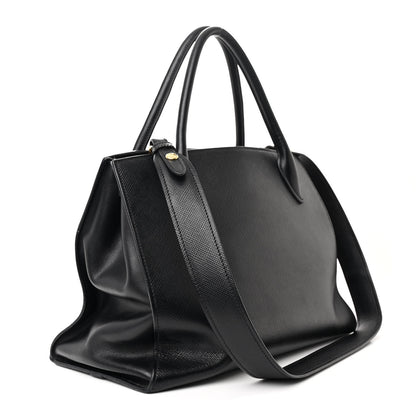 Prada Saffiano Cuir Calfskin Medium Monochrome Top Handle Tote Black 3 of 11