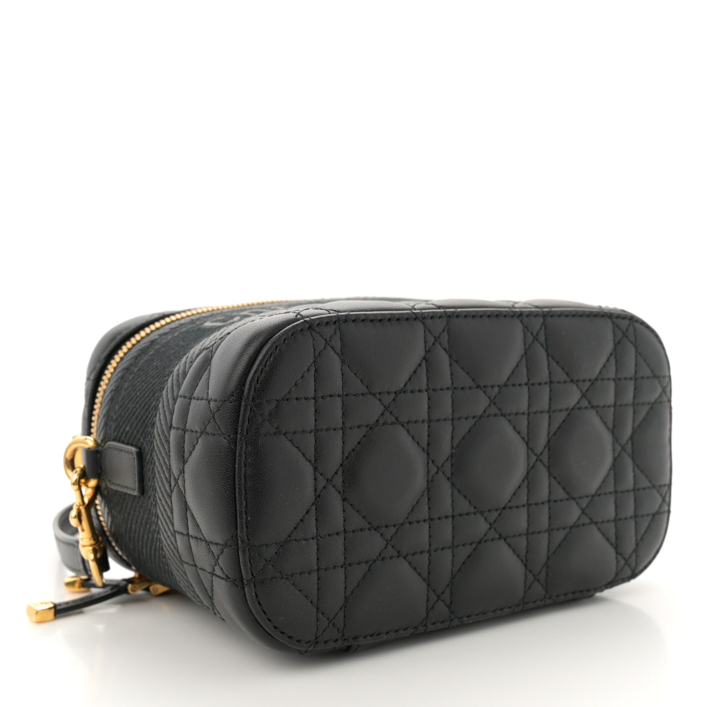 Lambskin Cannage Small Diortravel Vanity Case Black