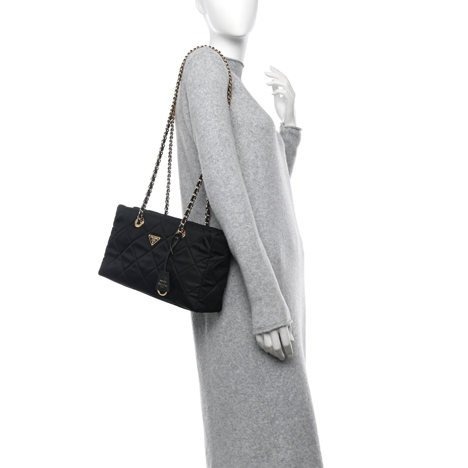 Prada Re-Nylon Impuntu Quilted Re-Edition 1995 Chaine East West Medium Tote Bag Black 2 of 10