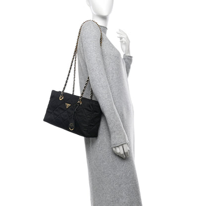 Prada Re-Nylon Impuntu Quilted Re-Edition 1995 Chaine East West Medium Tote Bag Black 2 of 10