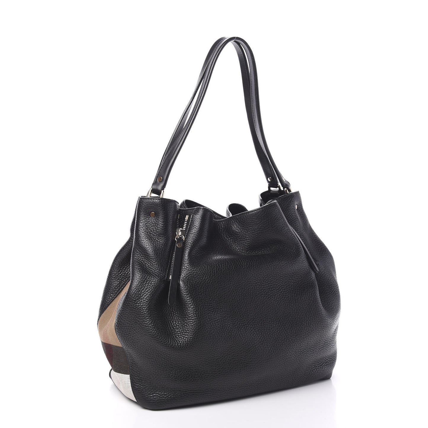 Grainy Calfskin House Check Medium Maidstone Black