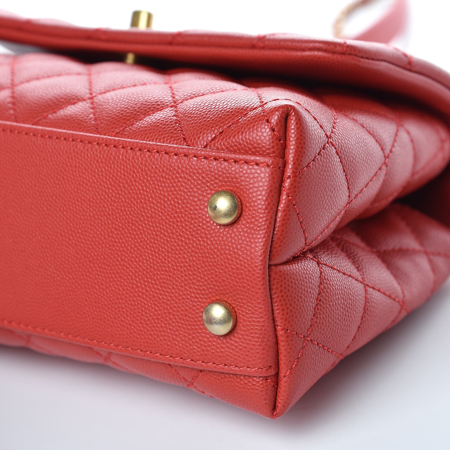 Chanel Caviar Quilted Mini Coco Handle Flap Red 9 of 10