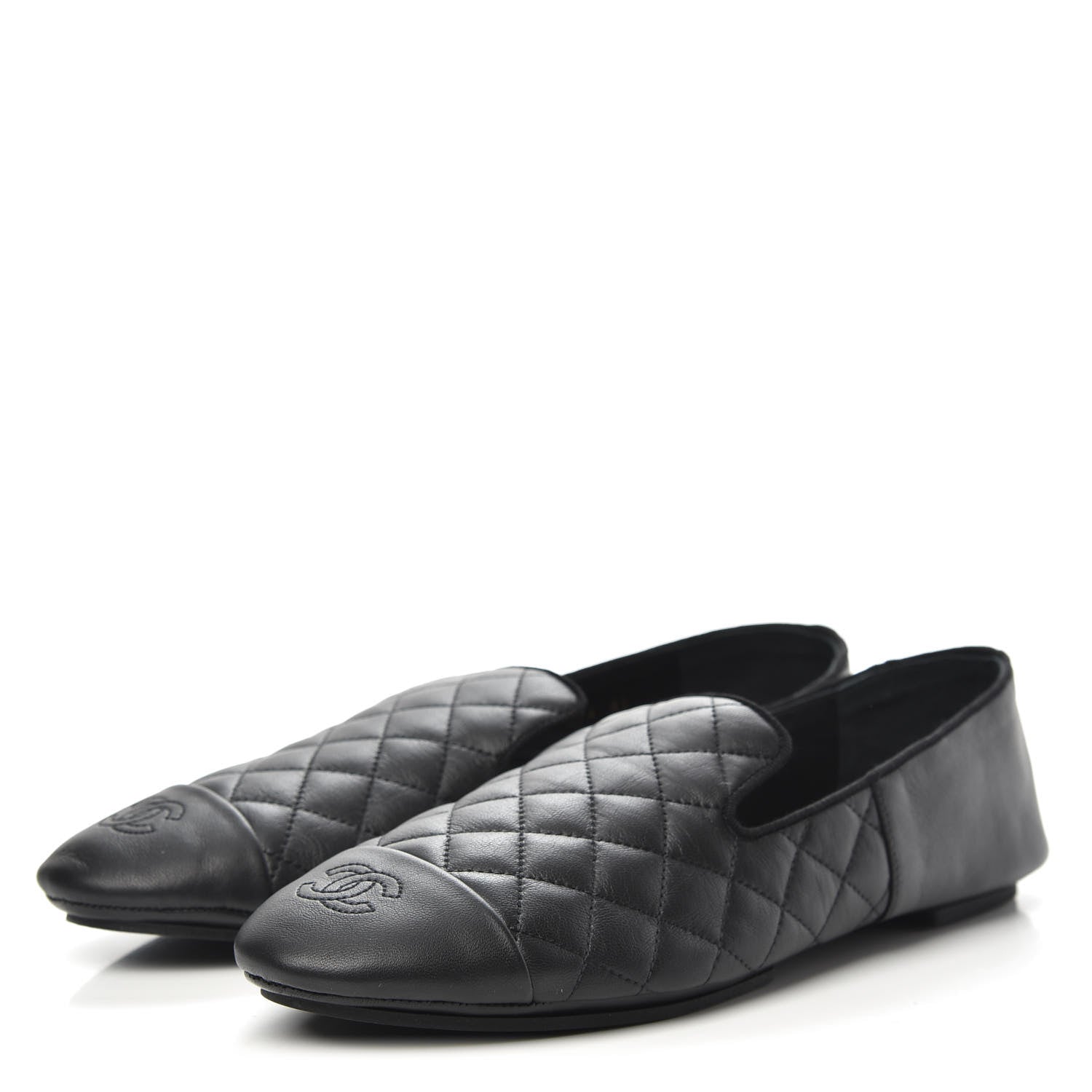 Chanel Lambskin Quilted Cap Toe Slipper With Pouch 41 Black 4 of 10