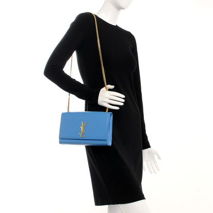 Saint Laurent Grain De Poudre Medium Classic Monogram Kate Satchel Blue Clair 2 of 9