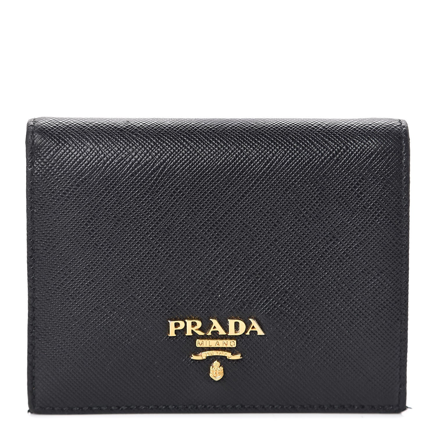 Prada Saffiano Colour Compact Wallet Black Ibisco 1 of 9