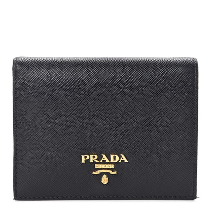 Prada Saffiano Colour Compact Wallet Black Ibisco 1 of 9
