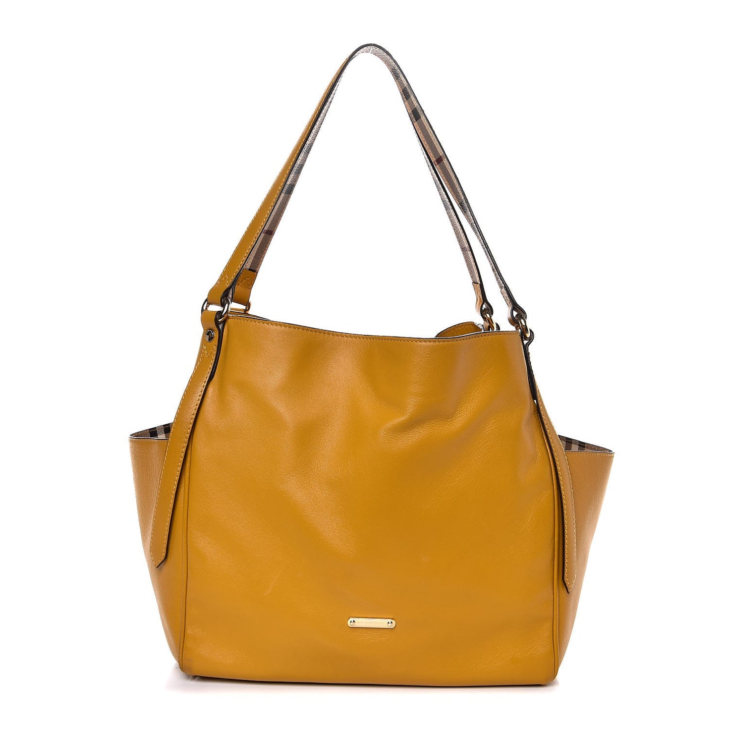 Calfskin Haymarket Check Small Canterbury Tote Yellow