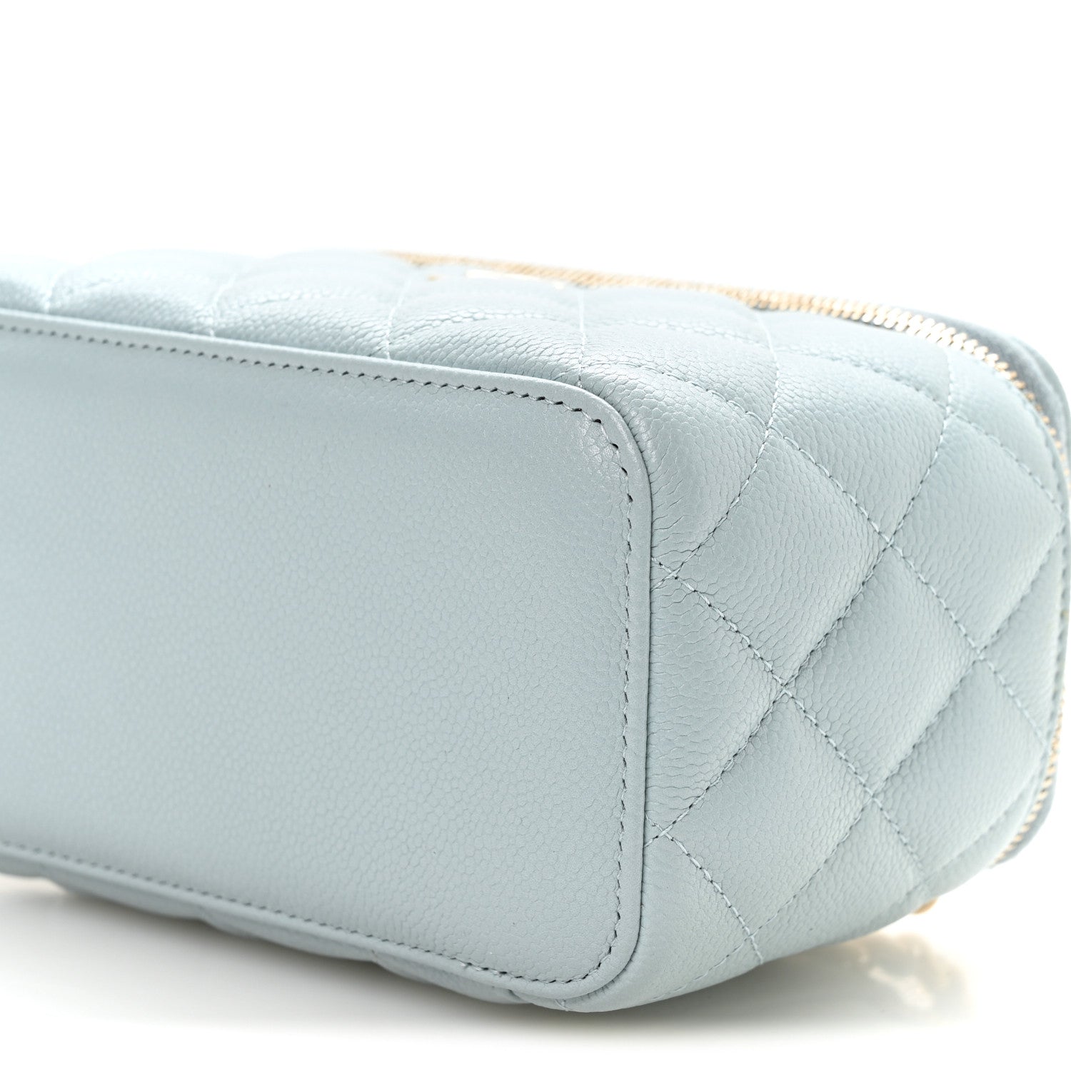 Chanel Caviar Quilted Small Tiny CC Vanity Case With Chain Light Blue Light Blue 11 of 12