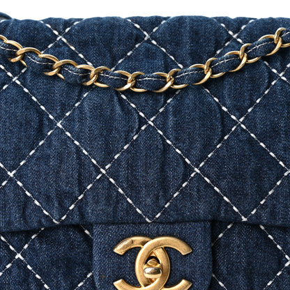 Chanel Denim Quilted Medium Denim Trip Single Flap Blue 8 of 10