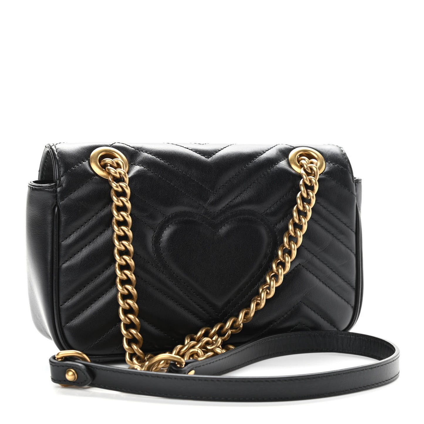Calfskin Matelasse Mini GG Marmont Shoulder Bag Black