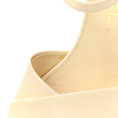 Chanel Patent Camellia Embossed Sandals 39.5 Ivory 11 of 12