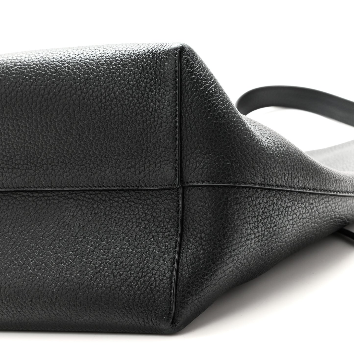 Grained Calfskin Medium N/S Hook Tote Black