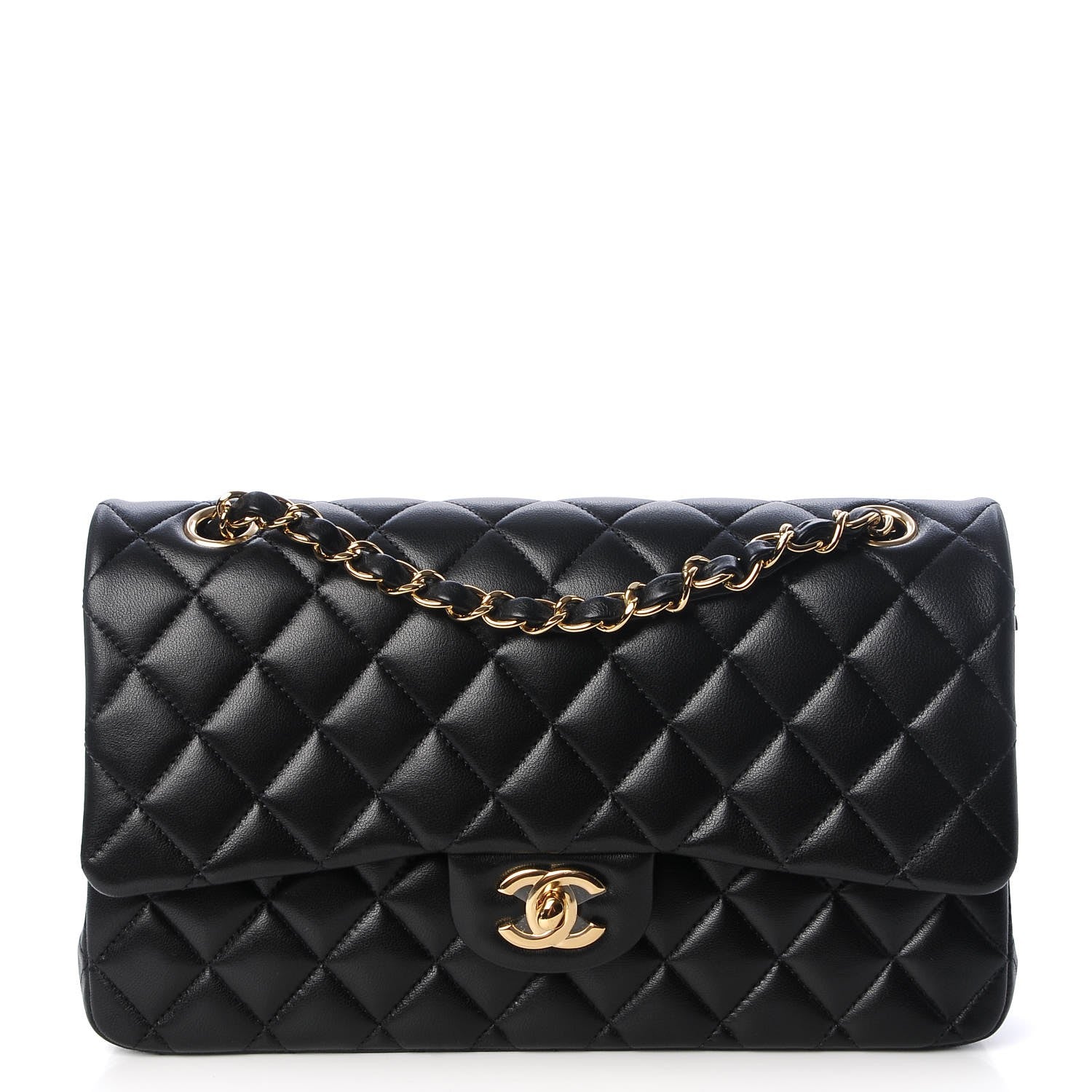 Chanel Lambskin Quilted Medium Double Flap Black 1 of 9