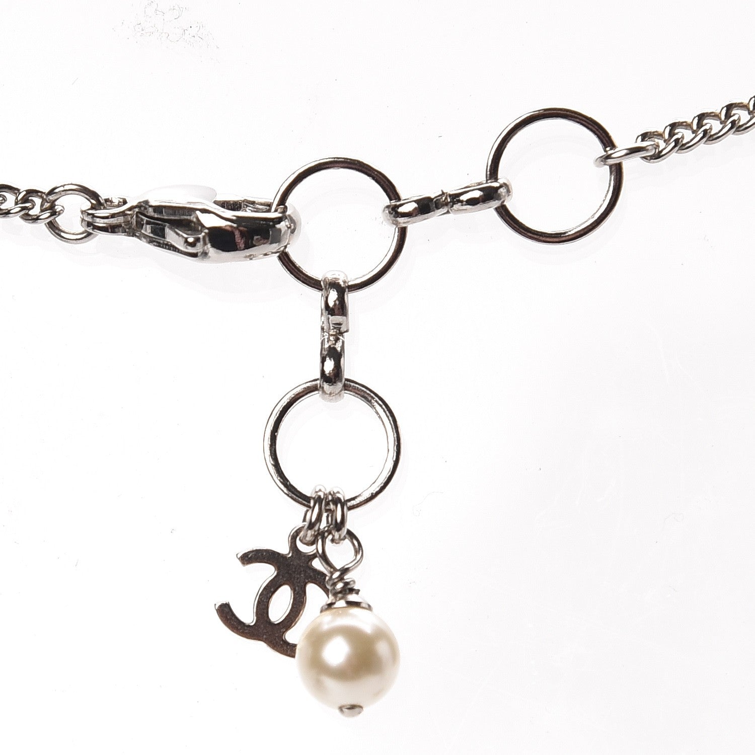 Chanel Resin Pearl Striped Airplane Necklace Black White Multi 4 of 5