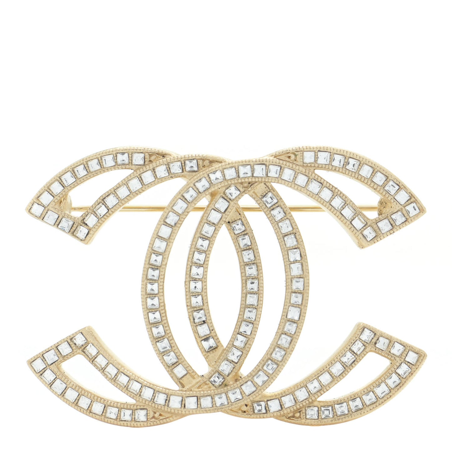 Crystal CC Brooch Light Gold