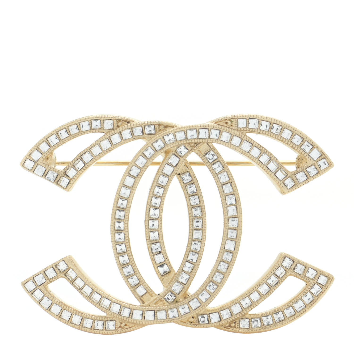 Chanel Crystal CC Brooch Light Gold 1 of 6