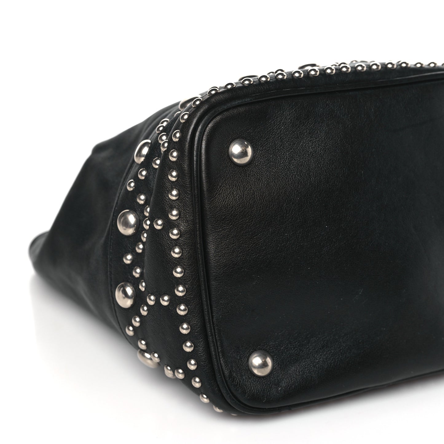 Calfskin Small Y Studs Bucket Bag Black